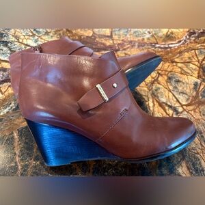 Cole Haan Brown Leather Wedge Ankle Boots